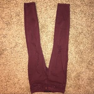 Burgundy Holy Jeans